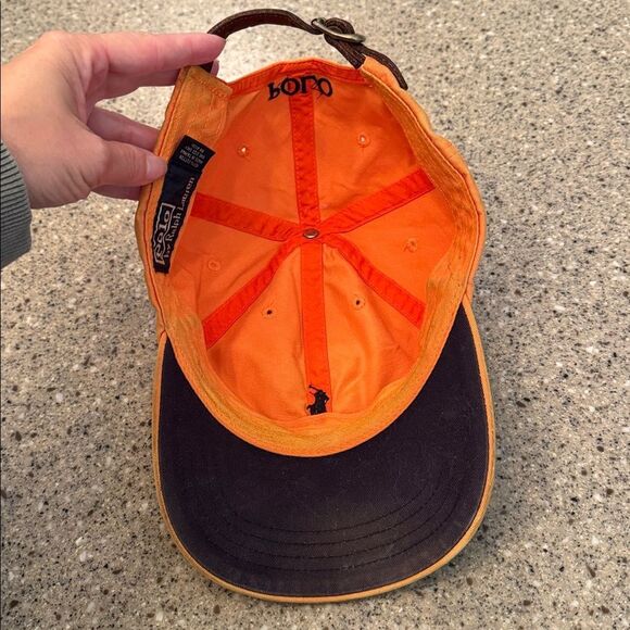 POLO RALPH LAUREN Vintage Distressed Worn Sun Faded Dad Leather Strap Back Hat - Picture 8 of 10